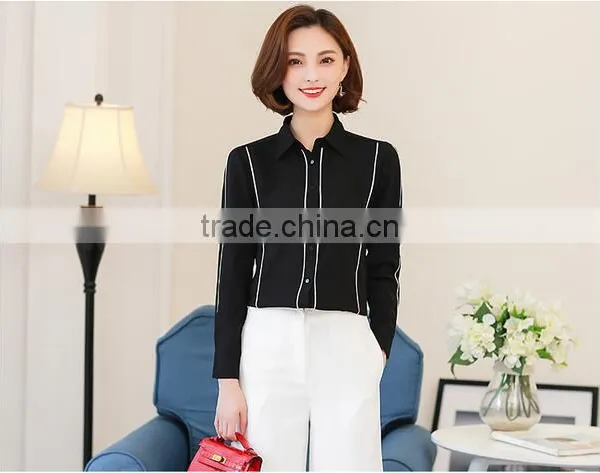 Custom Beautiful Cheap Designs for Women Formal Fashionable Chiffon Long Sleeve Shirts photo-6