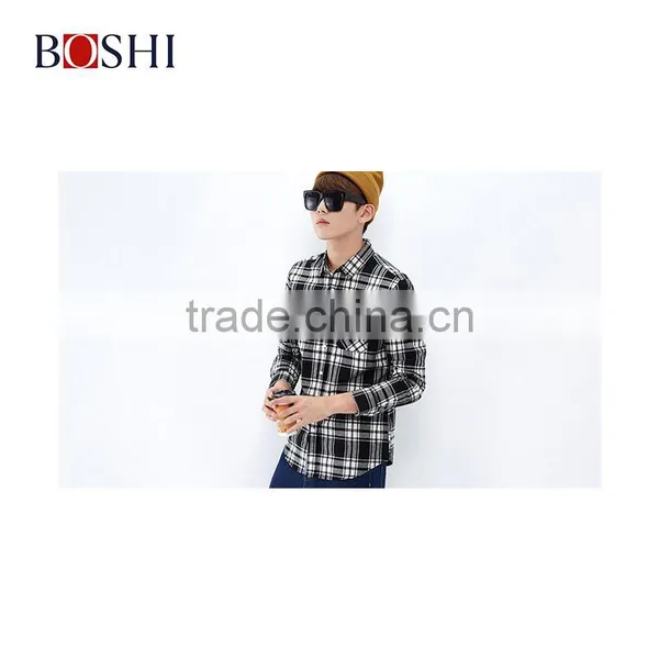 2015 New Fancy One Pocket Men Casual Check Fannel Leisure Shirt photo-6