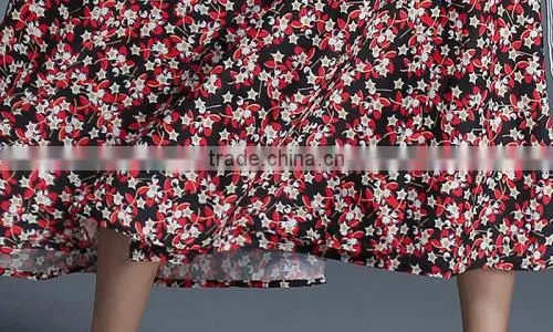 Chiffon Printed Shivering Red One-piece Dress New Fashion Ladies Dress photo-6