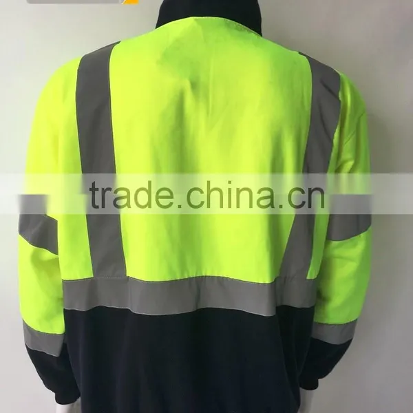 Two Tone hi Vis Safety Sweatshirt With Reflective Tape and Half Zipper photo-2