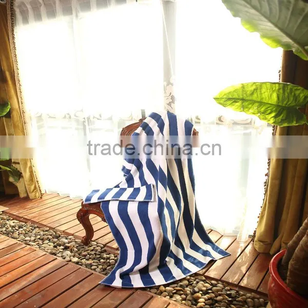 Hot Sale 100% Cotton Wholesale Stripe Hotel Pool Large Beach Towel Custom photo-2
