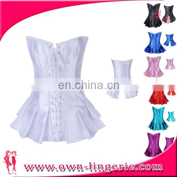 Top Quality Clothing Sheer Body of Strapless Satin Lace Dress Custom Leather Corset on Sale photo-5