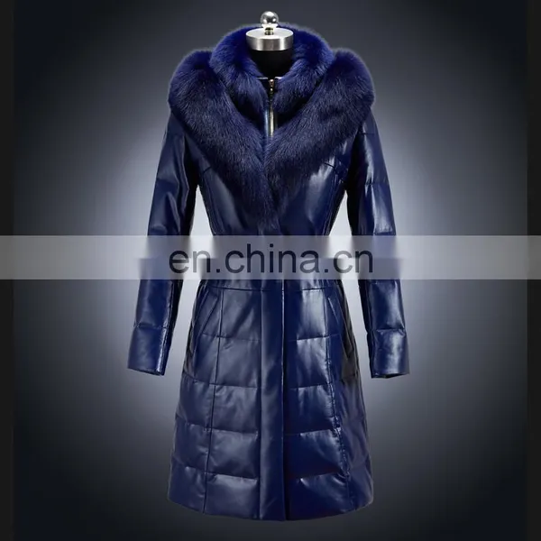 Hot Selling Winter Short Real Leather Down Coat With Fur Collar photo-4