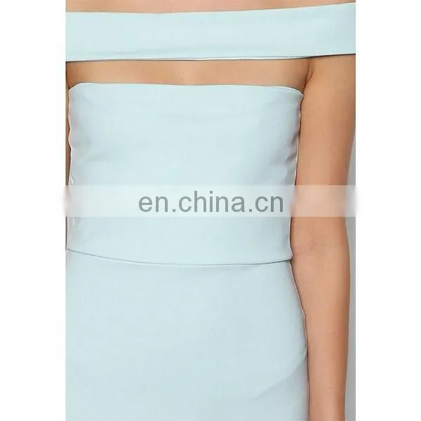 Sexy off Shoulder Dress Fashion Women Clothing Strapless Blue Bodycon Dress photo-6