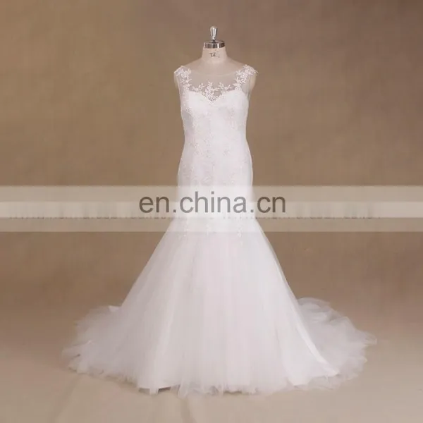 2017 Lace Beaded Backless Plus Size Mermaid Wedding Dress