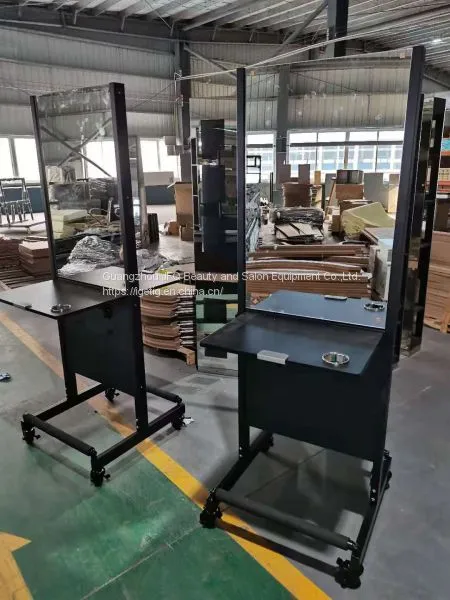 New Moveable Barber Mirror Station With Hair Dryer Holder and Four Lockable Wheels Double Side Mirror Hair Salon Equipment Mirror