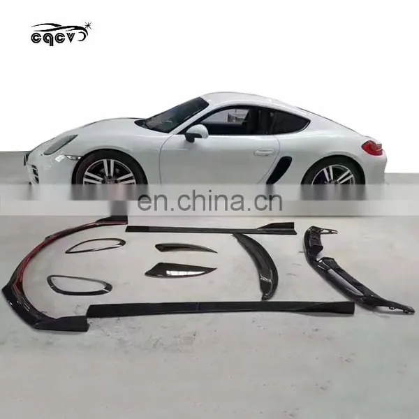 CQCV Style Carbon Fiber Body Kit for Porsche Cayman 981 Front Lip Spoiler Rear Lip Side Skirts Light Eyebrow and Wing Spoiler photo-2