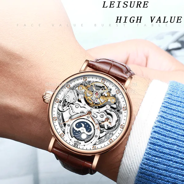 KINYUED J055 Skeleton Brand Luminous Automatic Watch Mechanical photo-3