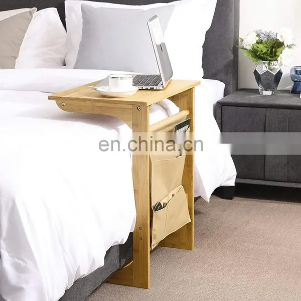 Modern Bamboo Laptop Table Bedside Laptop Table With Storage Bag photo-2