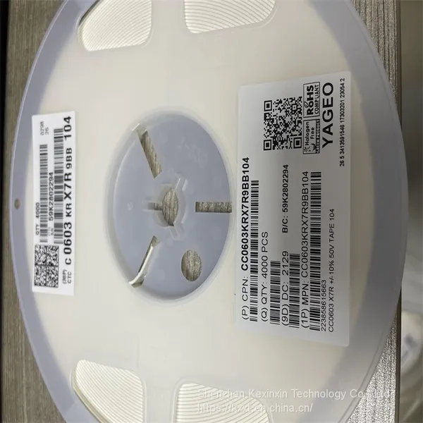 CC0603KRX7R9BB104 YAGEO Multilayer Ceramic Capacitors MLCC - SMD/SMT 50 V 0.1uF X7R 0603 10% photo-1