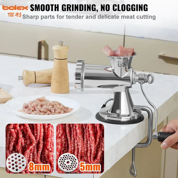 Manual Meat Mincer Grinder Chopper Cutter Stainless Steel Chino China Molino Carne 304 301navajas Tabletop photo-3