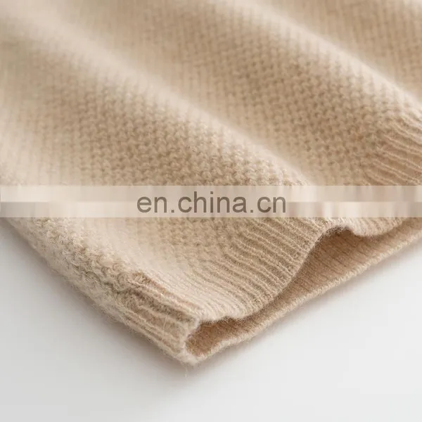Women's Latest Design Deep V Neck Single Breasted Thick Jacquard Knitted Cashmere Sweater Casual Style for Winter photo-5