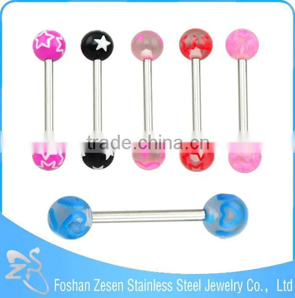 316L Barbell UV Glitter Bioplast Tongue Rings Body Piercing photo-6