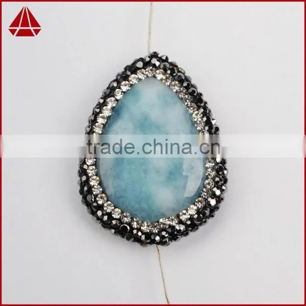 Drop Peachblow Jade Faceted Beads Jewelry (side Hole) Inlaid Pave With Opal & Black Spinel Zircon Cap