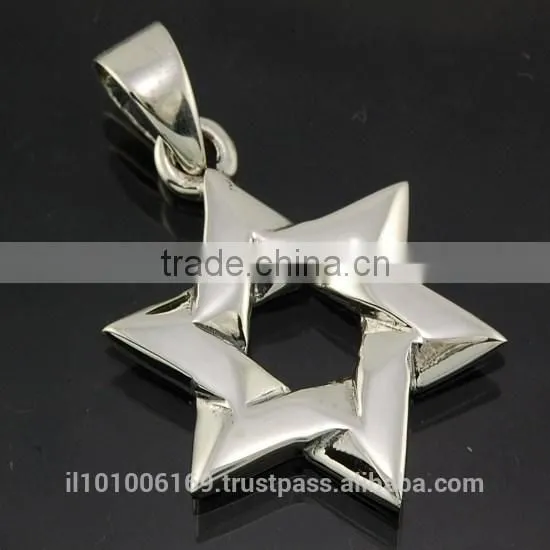 Plain Sterling Silver Star Of David Pendant, Pn64 photo-3