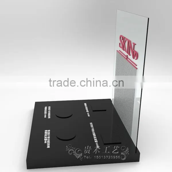 GH-U026 New Design White and Black Acrylic Cosmetic Display Stand With Customized Logo and Holes photo-4