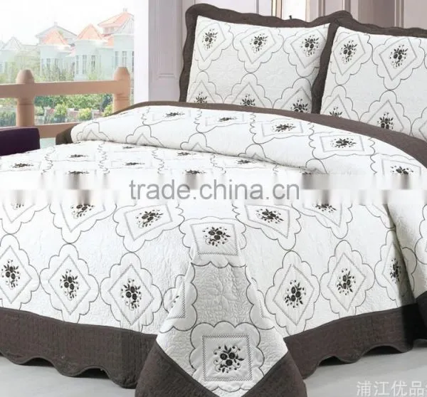 2015 New Designs, Microfiber Embroidery Bedspread Bedsheets Quilt Throw Set photo-2