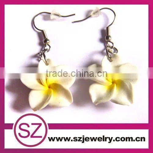 Star Polymer Clay Rose Drop Earring With Rhinestone and Flower Pattern photo-3