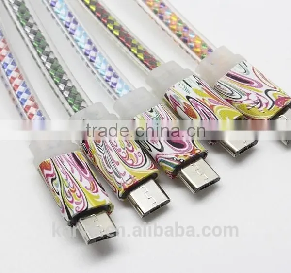 flat camouflage Micro USB charging data cable