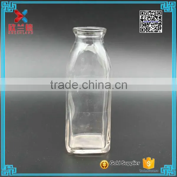 300ml Square Milk Glass Beverage Juice Bottle With Crimp Neck photo-2