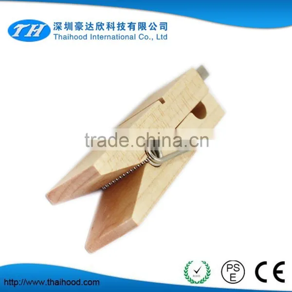 Natural Wooden Clip Usb Flash Drive, Bamboo Usb Stick, Clamp-shape Usb Stick 2.0 photo-6