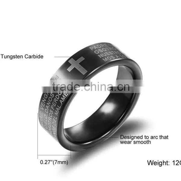 Fashion Jewelry Manufacturer China Cross Prayer Tungsten Carbide Ring photo-6