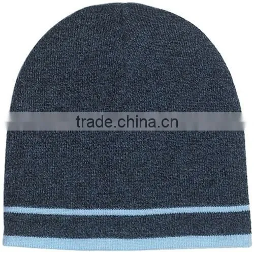 Customizable Men's Knit Beanie With Double Stripes photo-2