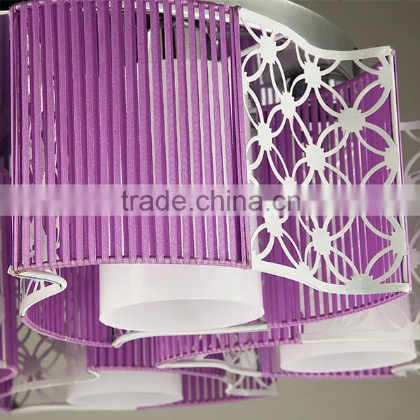Nice Apperance Fabric Ceiling Lights E27 Base Purple Iron LED Ceiling Lights photo-4
