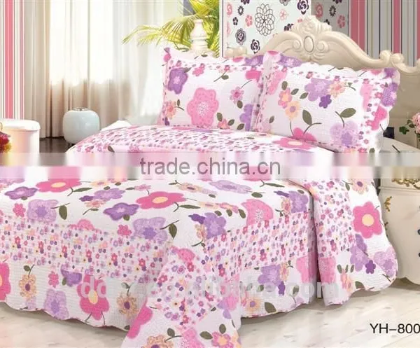 Pink Purple Sunflowers Patchwork Bedding Sets / Patchwork Quilts