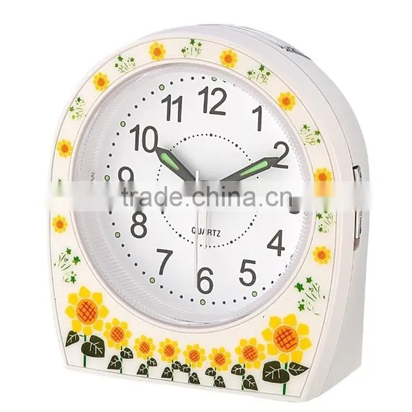 Silk Printing Yellow Flower Table Alarm Clock photo-2