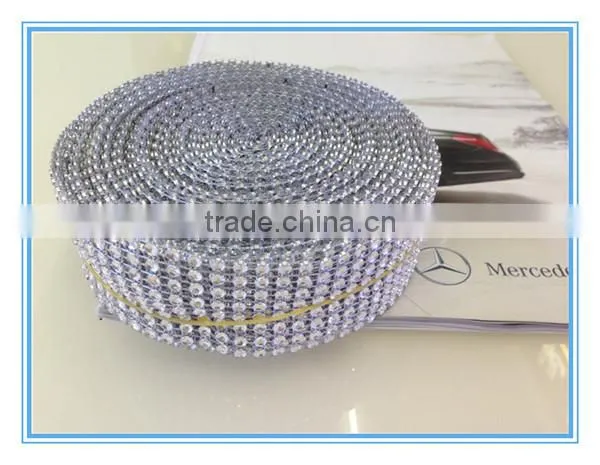 Silver Diamond Mesh Wrap Roll Rhinestone Crystal Ribbon 1.5" X 10 Yards 8 Rows