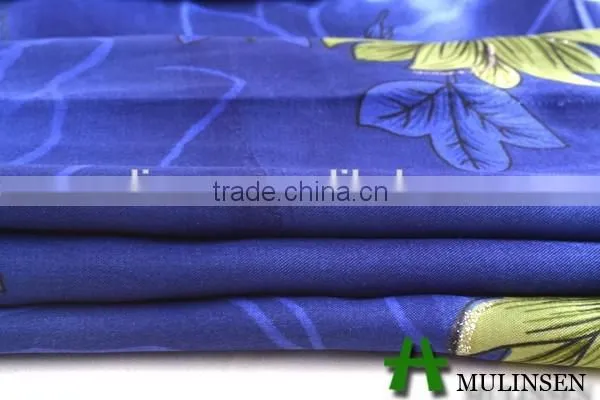 Mulinsen Printed Polyester Wholesale Silver Satin Fabric Price/ Nightdress Fabric photo-3