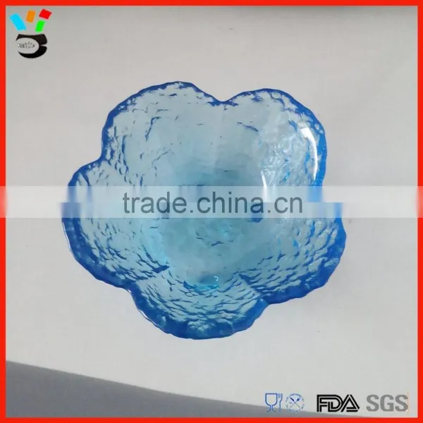 Plum Flower Shaped Bar & Restaurant Usage Blue Colored Pigment Small Funny Glass Dishes