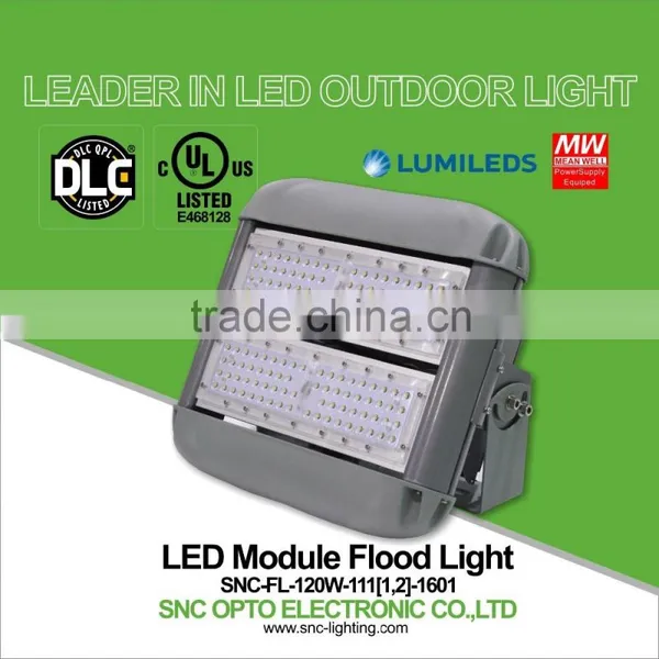 SNC high lumen IP65 120w UL DLC module led flood light with driver box for tunnel lighting