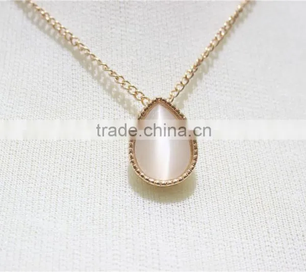 ROse Gold Necklace w/ White Cateye Necklace Simple Chain Gold Necklace2016 Fashion Style Wholesale photo-3