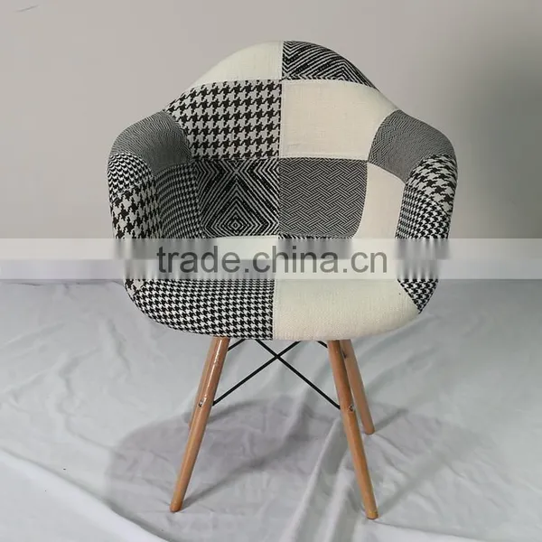 Replica Eiffel Tower Base Fiberglass Patchwork Dining Armchair With Wood Legs photo-2