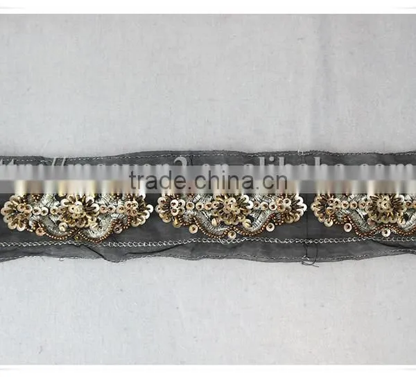 High Quality Embroidery Gold Thread Garments Accessories Decorative Beaded Trim photo-3