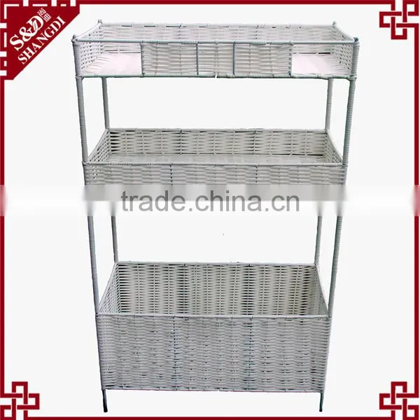 S&D Handicraft 3-layers PE Rattan Palstic White Hanging Storage Rack Shelves