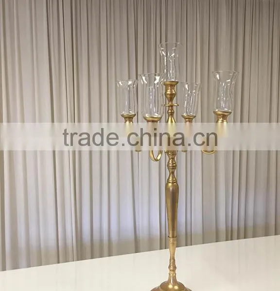 High Quality Black Candelabra With Glass Votive, Black Centerpiece For Wedding photo-4
