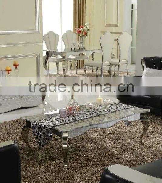 Marble Top Stainless Steel Leg Coffee Table Side Table B105 photo-3