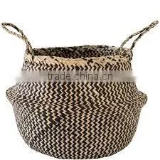 Zigzag Seagrass Storage Basket/ Seagrass Basket for Home Decor photo-4