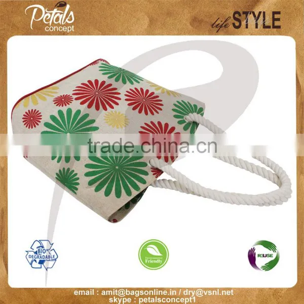PP Laminated Juco Fabric Beach Bag With Twisted Rope Handle photo-4