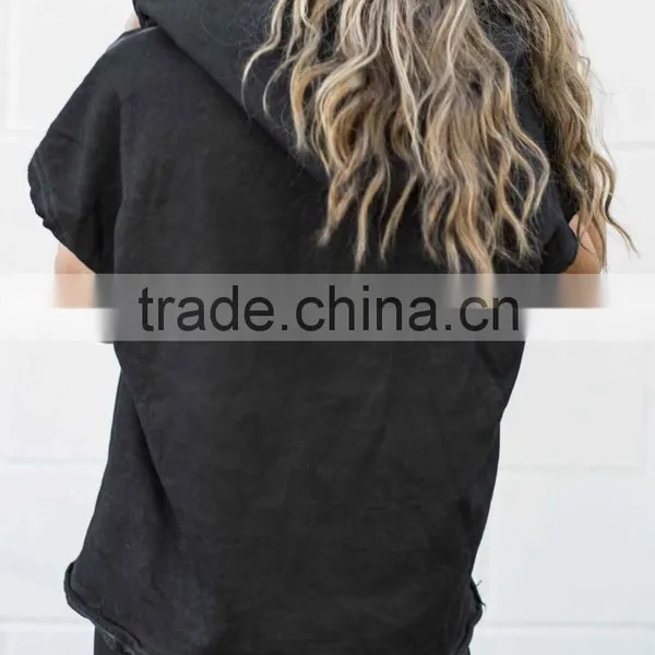 Unisex Sleeves Shirt Polo Hoodies Women Short Dolman Sleeve Oversized Boxy Hoody Sweater Streetwear Hoodie photo-5