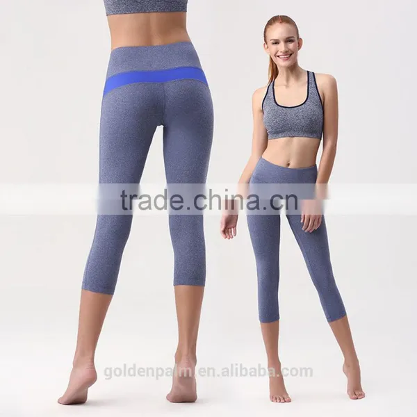 Splicing 80% Polyamide 20% Elastane Women's Yoga Capri Leggings