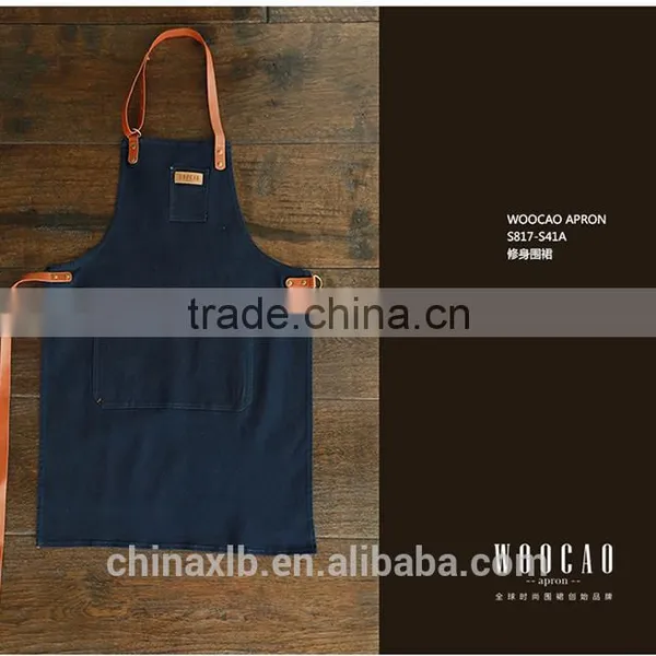 Fashion Bib Apron With Leather Strap for Work photo-4