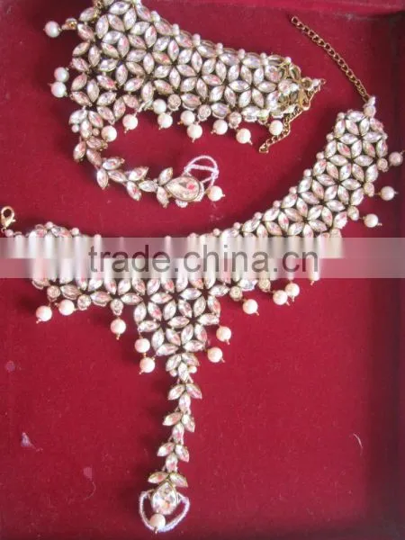 GOLD Tone TCRYSTAL Pearl PAYAL Anklets Toe Ring Barefoot Sandal photo-3