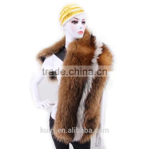Women's Real Fox Fur Shawl Knitted Fox Fur Pashmina With Pocket Warm Women Scarf photo-3