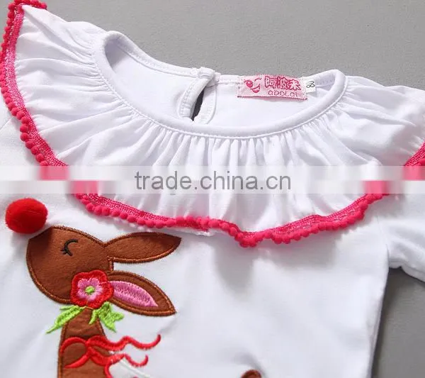 Christmas Reindeer Ruffle Cotton Toddler Girls Boutique Clothing Sets photo-3