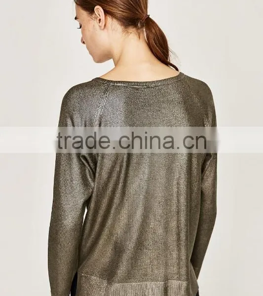 Women's Metallic Yarn Mondren Knitting Loose Sweater With High Quality photo-4