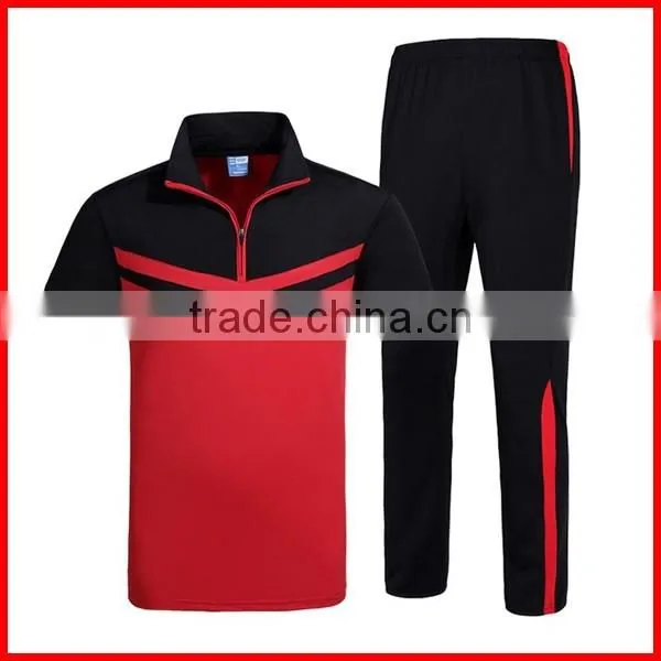 Hot Selling Cotton/ Polyester Mens Sportswear Tracksuits Fitness Plain Gym Football Training Tracksuit photo-2